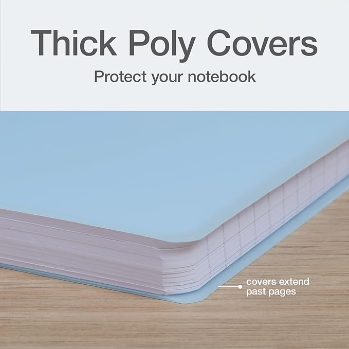Oxford Poly Spiral Notebooks, Small 5.7 x 8.5" Book, Thick Poly Cover, White Paper, College Rule, 80 Sheets/160 Pages, Neutral Colors, 4 Pack (69721)