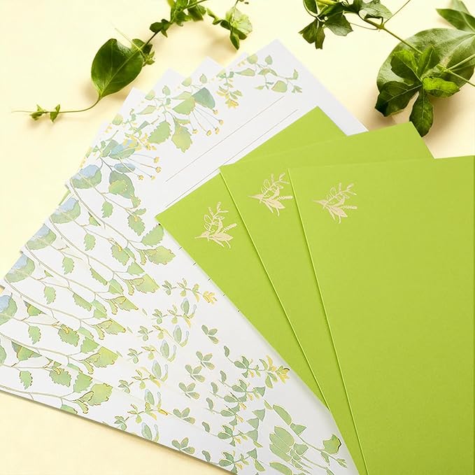 37 Pcs Stationery Paper Envelopes Set Includes 24 Lined Writing Paper & 12 Envelopes with 48 Round Stickers, Inlaid Flower Theme Pattern Letter Writing Paper Envelopes (4Style)