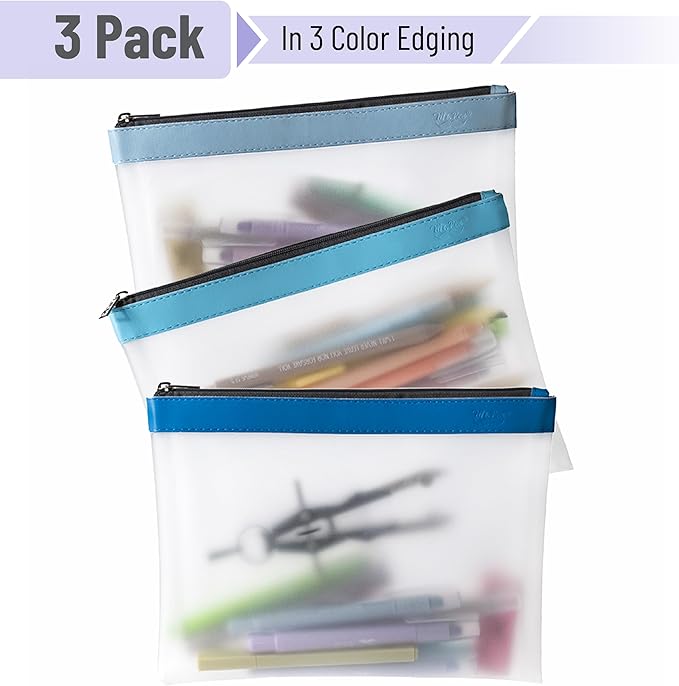 Mr. Pen- Clear Pencil Pouch, 9" x 6.88", 3 Pack, Durable TPU Material, Large Water-Resistant Pencil Bags with Smooth Zipper, Multipurpose Clear Pouch for Stationery, School, Office, Travel Supplies