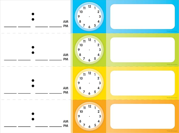 Scholastic Teacher's Friend Schedule Cards Pocket Chart Add-ons, Multiple Colors - Chart not included (TF5405)