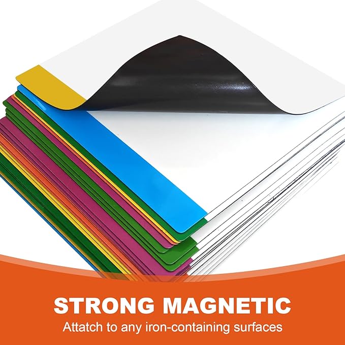 36 Packs, Washable Magnetic Dry Erase Board Labels, 3" x 3" Bangs Design Magnets White Board Notes, Sticky on Fridge, Locker, Cabinet, Door - Office & Classroom Whiteboard Accessories Supplies