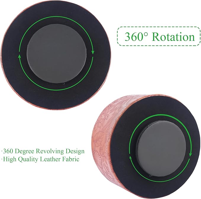 Remote Control Holder, 360°Spinning PU Leather Desk TV Remote Caddy,Desk Storage Box Room Accessories for Controller, Media,Mail,Calculator, Mobile Phone,Pencil(1-Carved Brown)