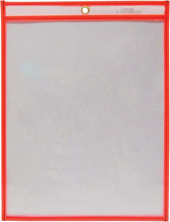 C-Line Reusable Dry Erase Pockets, 9 x 12 Inches, Red(40814-30)
