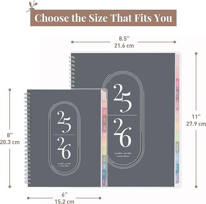 Rileys Academic Planner 2025-2026, Daily, Weekly & Monthly Planner, July 2025 - June 2026, Student Notes Pages, Twin-Wire Binding, Weekly Agenda for School & Work (8 x 6-Inches, Black)