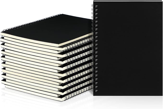 Yahenda 18 Pcs Spiral Notebooks, 1 Subject, Wide Ruled, Black Color