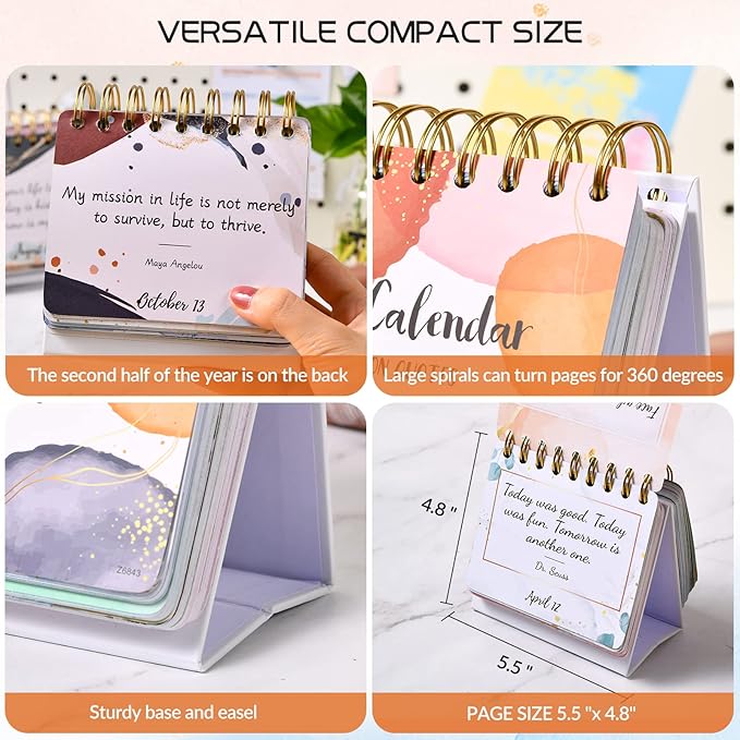 Motivational & Inspirational Perpetual Daily Calendar - Planners Undated Perpetual Desk Calendar/Inspirational Standing Flip Calendar - Page a Day - (5.5" x 4.8") - Positive Daily