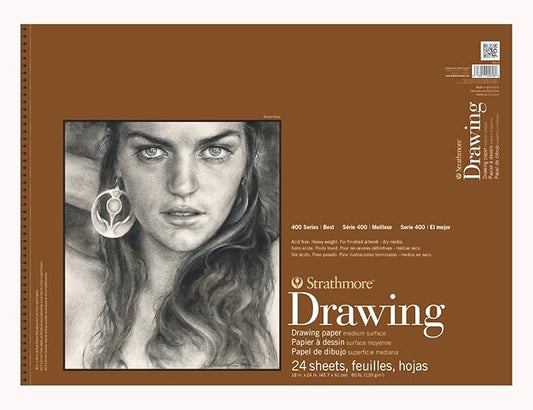 Strathmore 400-8 400 Series Drawing Pad, 18"x24", Ivory/Cream, 24 Sheets, Medium