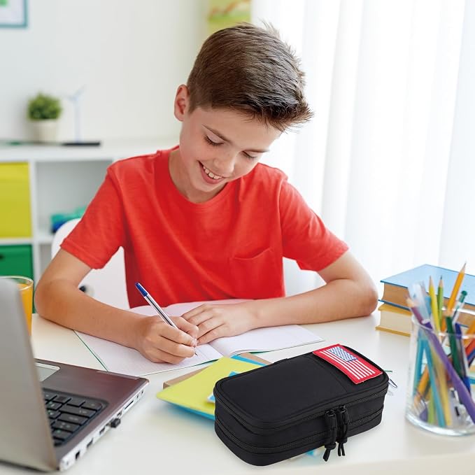 Tactical Pencil Case for Boy,Wide open Pen Pouch Bag with Handle for School | Marker Organizer Case Pen Box, Tool Bag Desk Organizer for School College Office Organizers for Kids Men Women Adult Teens