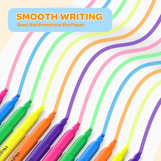 48 Count Highlighters Bulk - 6 Assorted Bright Colors, Chisel Tip, No Bleed & Quick Dry, Ideal for Note Taking, Studying, School, Office, Student & Teacher Supplies
