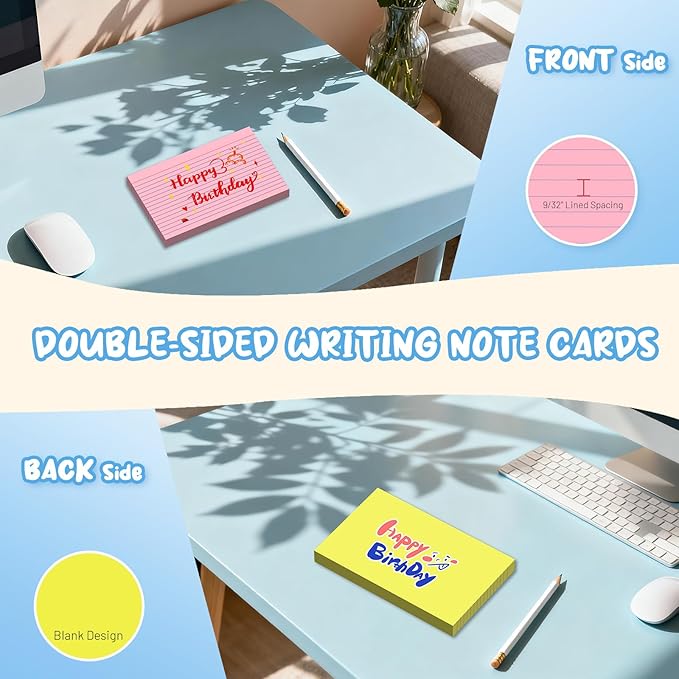 120 Count Index Cards 5x8, 6 Colors large Index Card, Colored Note Cards 5x8, 20 Sheets Per Lined Index Cards Ruled, Color flash cards 5x8, Colored Notecards 5 x 8 for Office, School, and Home