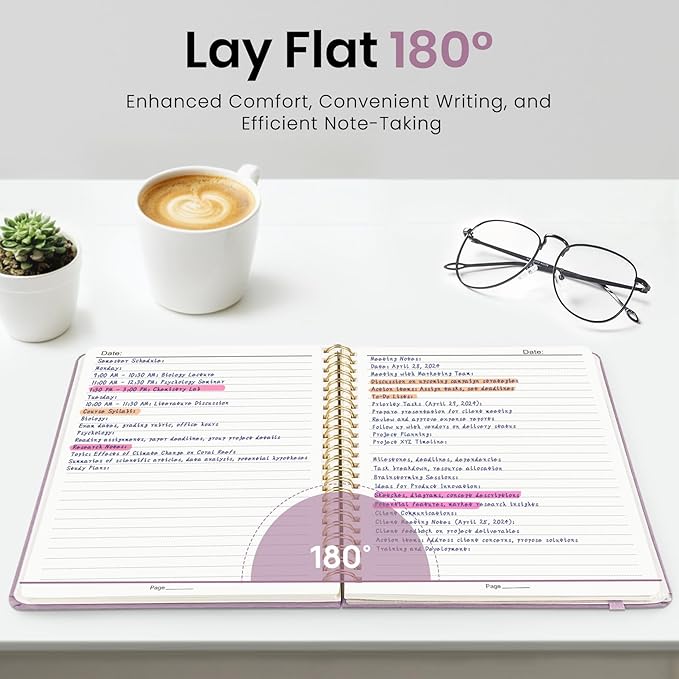 ZOTIA Lined Spiral Journal Notebook for Women, A5 College Ruled Journals for Writing, Hardcover Notebooks for Work, Note taking and Office School Supplies,140 Pages - Purple