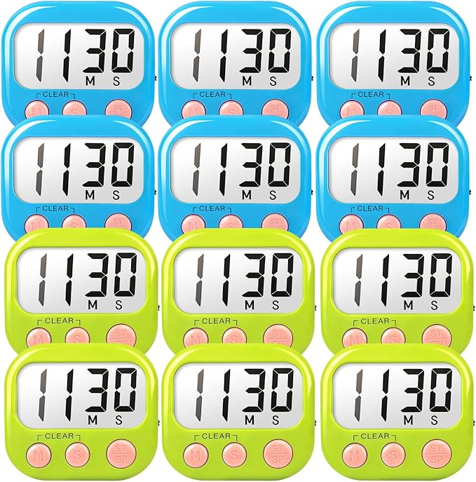Classroom Timers for Teachers Kids Large Magnetic Digital Timer Teacher Supplies 12 Pack-Blue Green