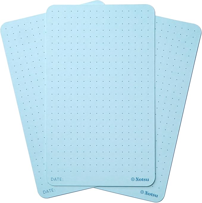 Notsu Dotted Colored Note Cards 3x5 inch, 40 ct | Blue Bullet Dot Grid Vertical Color Index Cards with Rounded Corners, Premium Thick Paper 350 gsm