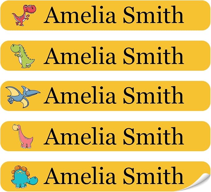 100 Pcs Personalized Name Labels for School Supplies Custom Waterproof Name Stickers Customized Daycare Water Bottles Pencil Labels(Dinosaur)