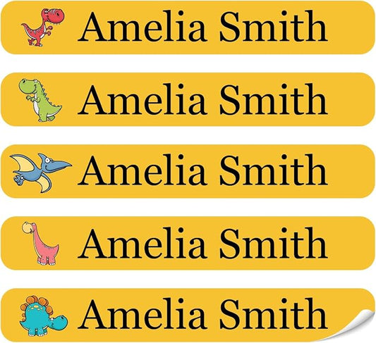 100 Pcs Personalized Name Labels for School Supplies Custom Waterproof Name Stickers Customized Daycare Water Bottles Pencil Labels(Dinosaur)