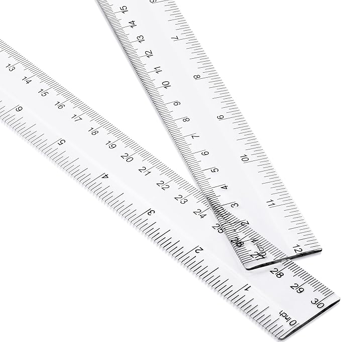 EBOOT 2 Pack Plastic Ruler Straight Ruler Plastic Measuring Tool for Student School Office(Clear,12 Inch)