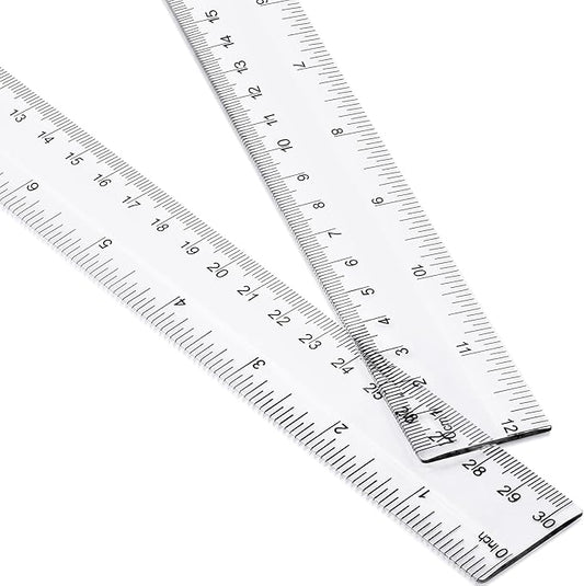 EBOOT 2 Pack Plastic Ruler Straight Ruler Plastic Measuring Tool for Student School Office(Clear,12 Inch)