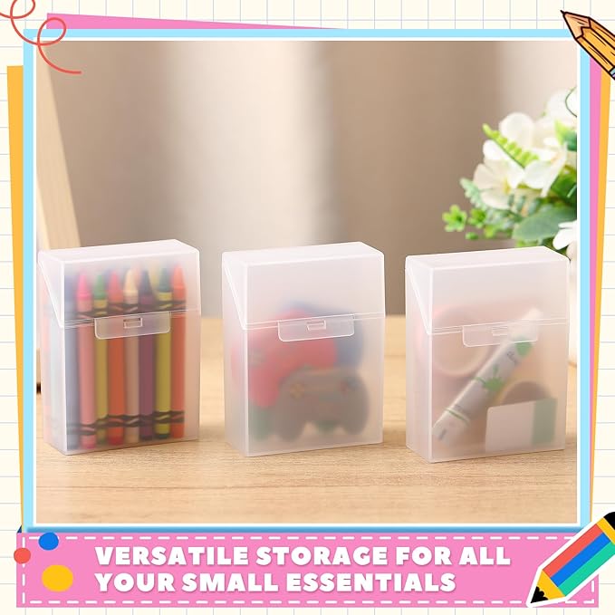 Clabby 12 Pcs Plastic Clear Crayon Box Bulk Holds 24 Crayon With Hinged Lid and Snap Closure for Pens School Office Supply Organization (Clear)