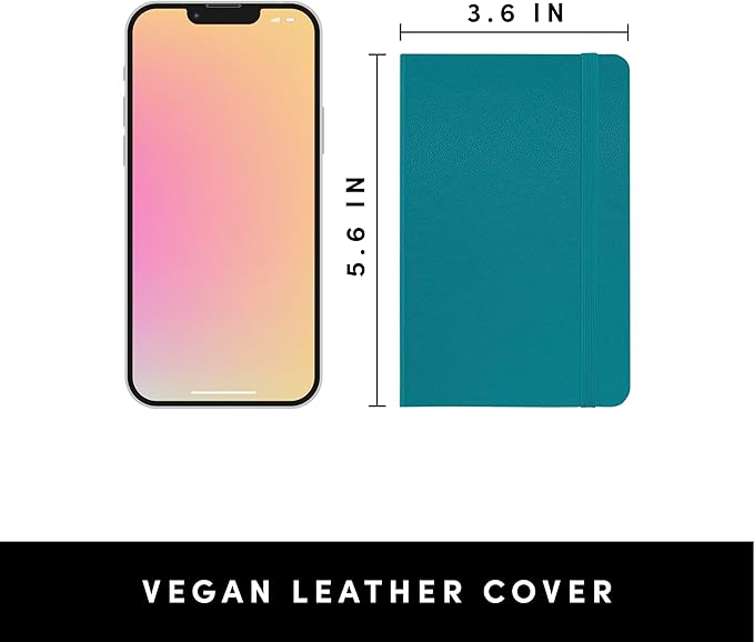 PAPERAGE Lined Pocket Journal Notebook, 1 Pack, (Turquoise), 160 Pages, Small, 3.6 inches x 5.6 inches - 100 GSM Thick Paper, Hardcover