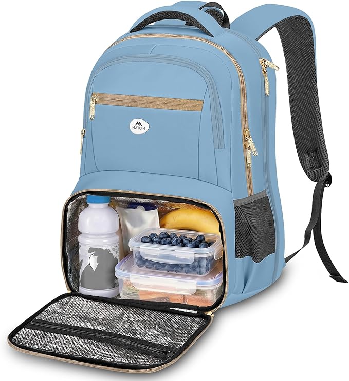 MATEIN Lunch Backpack for Women, 17 Inch Modern Insulated Work Backpack with Laptop Compartment, Water Resistant Stylish Preppy Meal Prep Bag with Cooler Lunch Box for Work Office Commute College Trip