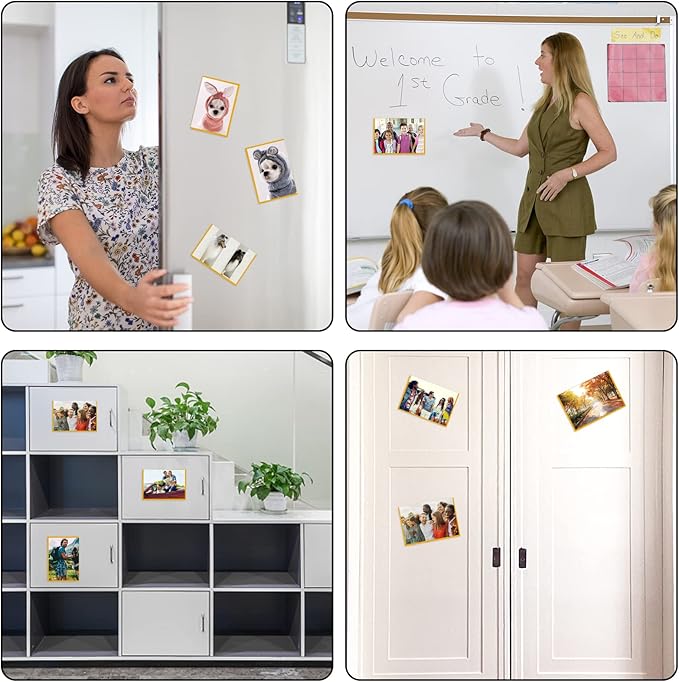 CHUNNIAO Yellow Magnetic Picture Frame 4X6 for Refrigerator 10 Pack,Photo Magnets Sleeves