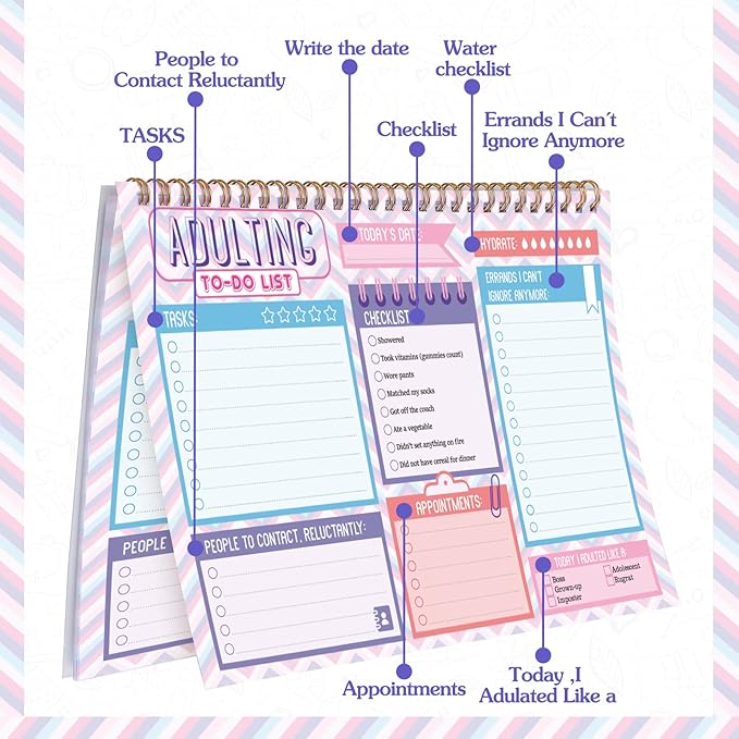 Glenmal 6 Pack to Do List Notepad Undated to Do List Notebook Daily Planner Notepad 180 Sheets for Adult Student Office School Home Supplies 7.8 x 5.2 Inch(Adorable,Adorable Color)