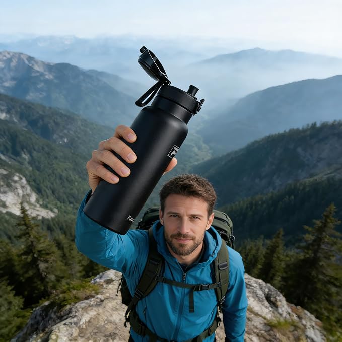 Fanhaw 20 Oz Insulated Stainless Steel Water Bottle with Chug Lid – Wide Mouth, Leak-Proof, BPA-Free – Ideal for Kids, Adults, Sports, Gym, and Outdoor Use (White)