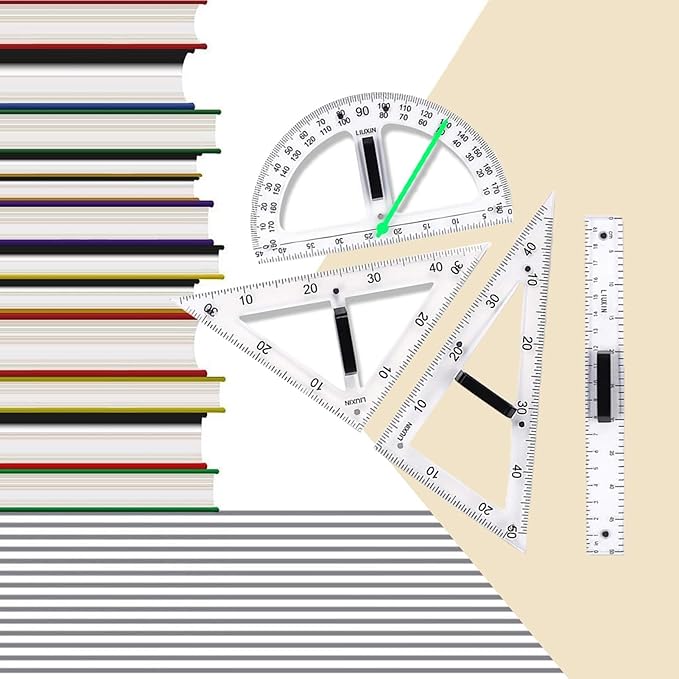 Math Ruler Magnetic Classroom Math Geometry Tool Set Enhances Classroom Learning, Easily Mounts to Blackboard Protractor Measuring Ruler Triangle Ruler, Tp4pc