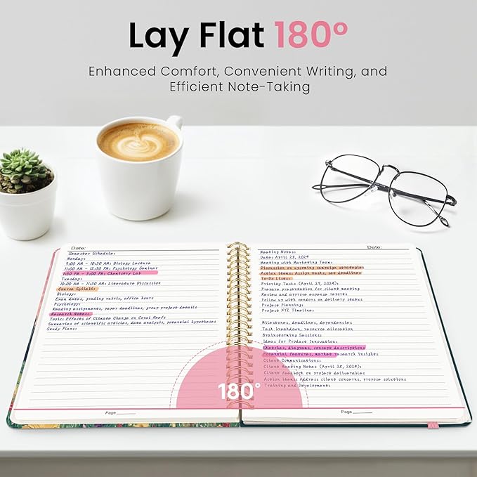 ZOTIA Lined Spiral Journal for Women, A5 Cute Hardcover College Ruled Notebook for Work, School & Note Taking, Aesthetic Writing Journal, 140 Pages (5.8" x 8.3"), Whirling Skies