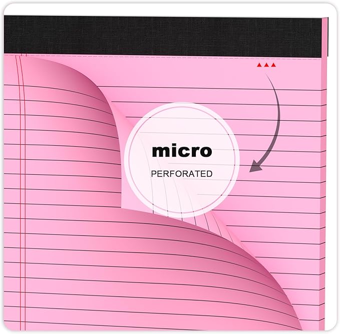 AILZFEI Colored Legal Pads 8.5 x 11 Note Pads 8.5x11 inch, Wide Ruled Clear Print Writing Pads 30 Sheets/Pad, 20lb Colored Paper, Perforated Notepad with Sturdy Back (3 Pads)