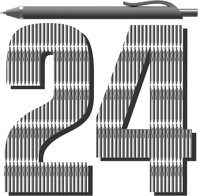 24 Pack Gel Pens Black Ink, 0.7mm Fine Point Smooth Retractable | Quick-Drying No Smudge, Left Handed Writing Pens for Journaling Note Taking School Office Service Cheap Pens Bulk