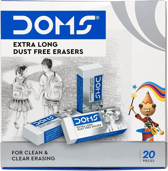 Doms 3435/3436 XL Dust Free White Eraser Pack 20 Pcs