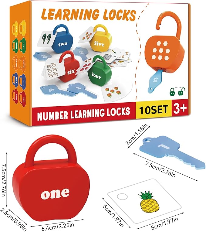 Locks and Key Toddler Toys, Number Counting Cause and Effect Toys for Kids Ages 3-5, Preschool Learning Activities, Kindergarten Classroom Must Haves, Montessori Toy for 3 Year Old