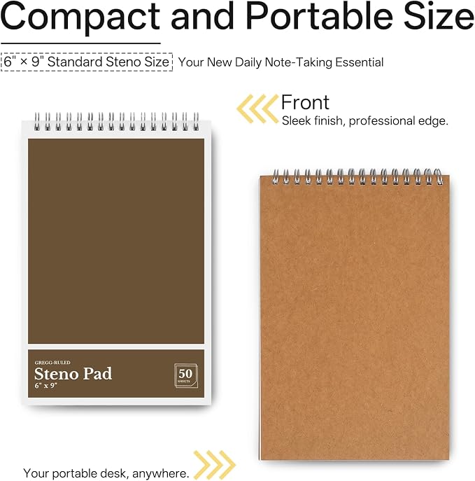Steno Pads 6 x 9 Colored Spiral Steno Notebooks Gregg Ruled 15Pack