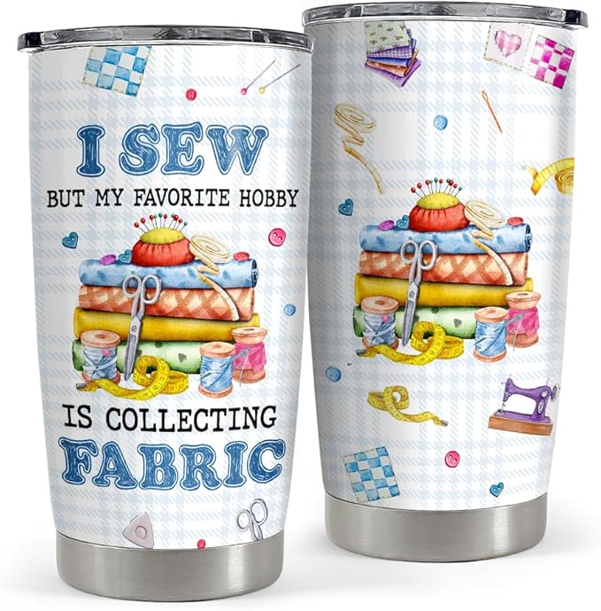 SANDJEST Sewing Tumbler 20oz Stainless Steel Insulated Travel Mug Cup for Women Girls Grandma Mom Sewing Gifts for Birthday Christmas Mothers Day