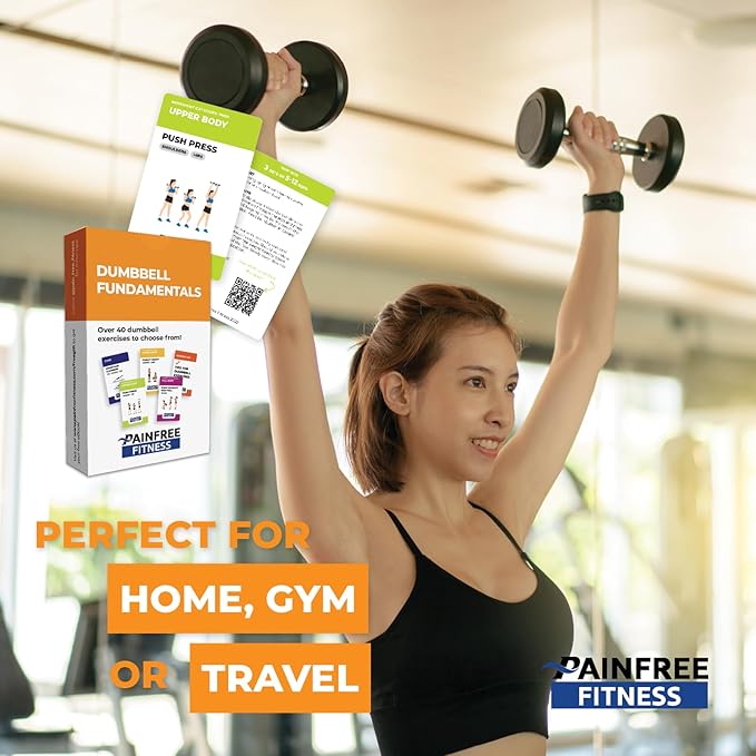40 Dumbbell Exercise Cards 3x5''- Fundamental Workout Cards for Women & Men - Beginner to Intermediate - QR Video Guides & Inclusive Artwork - Bend & Tear-Resistant