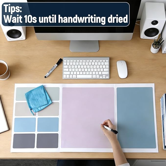 Dry Erase Desk Mat, Large Mouse Pad, Erasable Writing White Board for Making Plans, Self Adhesive Desktop Protector with 2 Wet Erase Markers & 1 Eraser for Home Office School 36"x16" (Boho)