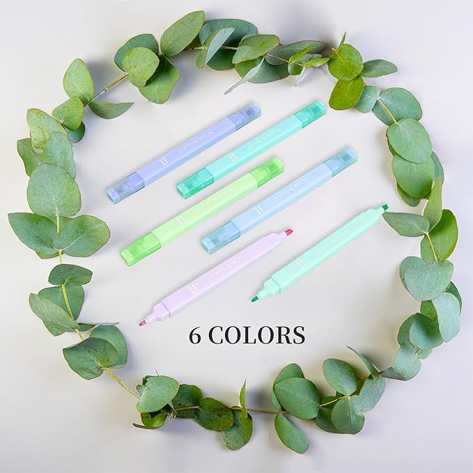 konket 12Pcs Aesthetic Bible Pastel Highlighters and Pens no bleed Cute Highlighters Double Ended Highlighter for and Office Journal