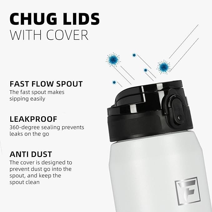 Fanhaw 24 oz Insulated Stainless Steel Water Bottle with Anti-Dust Chug Lid, Leakproof Vacuum Metal Everyday Use Bottle for Kids, Teens & Adults, Back to School Essentials (Red)