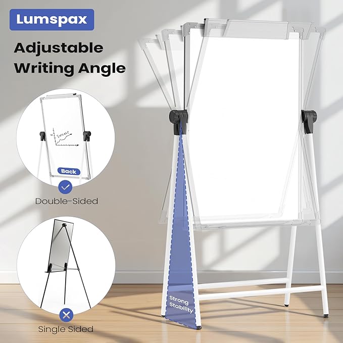 Large Double Sided White Board with Stands, 36" x 24" A-Stand Dry Erase Easel, Portable Flip Chart Easel with Height Adjustable Design for Home, School, Office