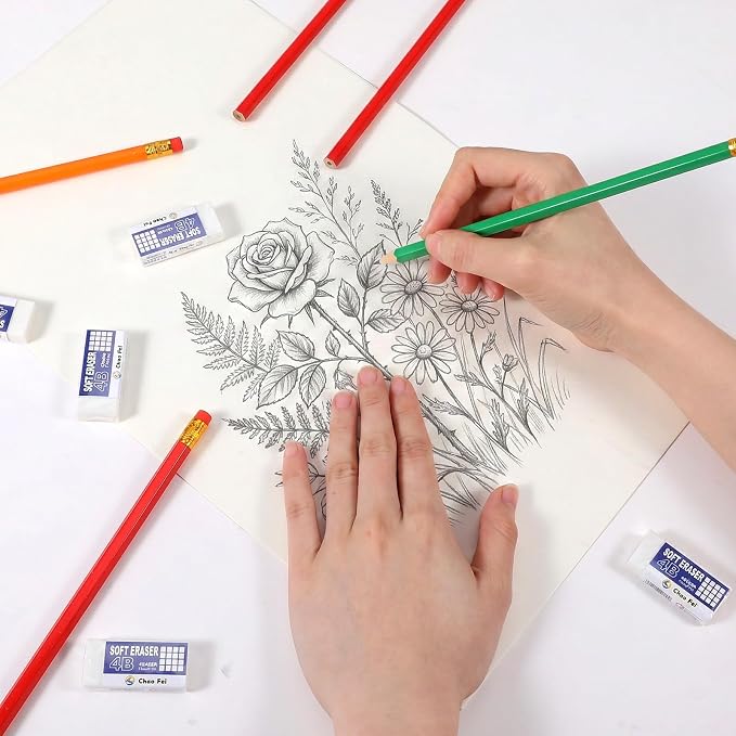 150 PCS White Erasers Bulk, White Rubber Erasers Bulk for School, Office, and Art, Latex-Free Smudge-Free Pencil Eraser for Kids, Students, and Teachers, Classroom Supplies Set
