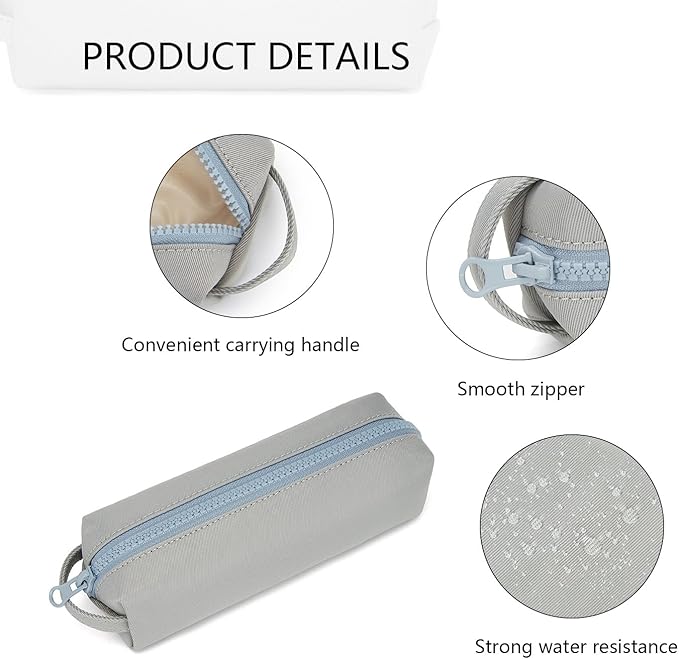 Pencil Case Soft School Pencil Pouch Bag for Easy Carry Stylish and Durable (Light Gray)