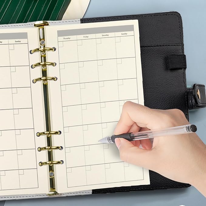 A6 Planner Refill,Month Tracker Spiral Notebook Refill,for 6 Holes Filofax/Personal Journal45sheets/90pages, 100Gsm Quality,Harphia (A6 3.74 x 6.77'',Monthly)