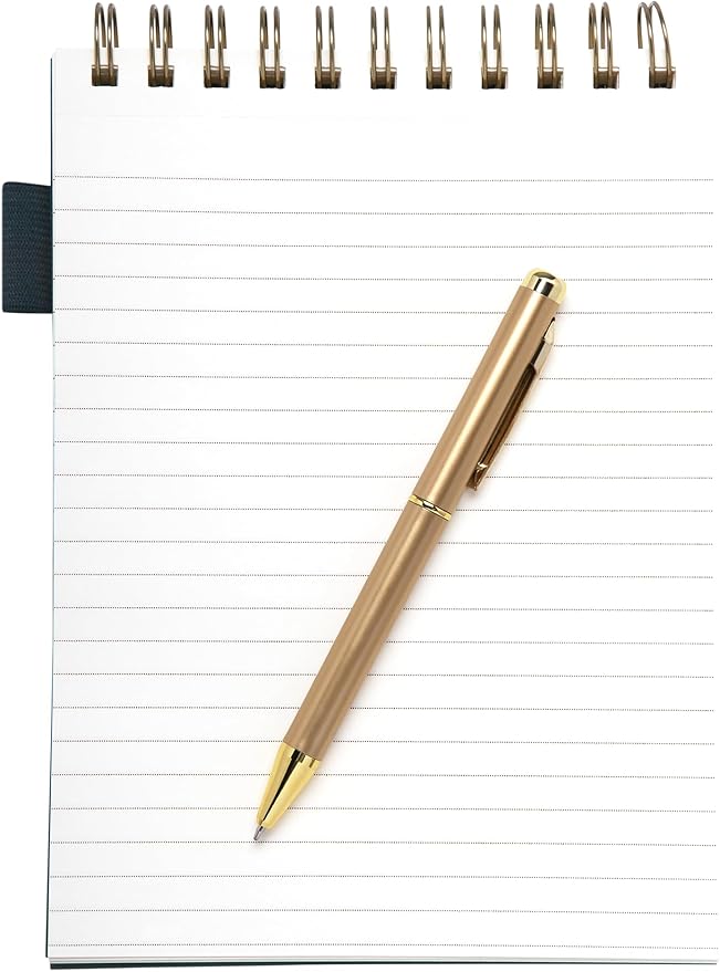 Eccolo Lined Top Spiral Notebook, Flexi-Cover Steno Pad with Pen Included (240 Perforated Pages), "Notes" A5 Notepad Ideal for Note Taking in School, College or Work (Green, 6x8.5 Inches)