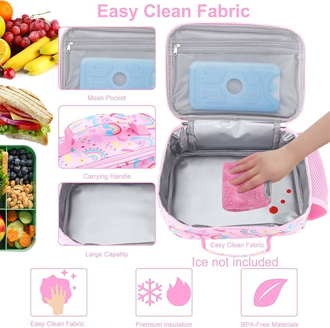 RHCPFOVR Kids Lunch Bag - Insulated Lunch Box for Boys Girls,Washable Lunch Bag and Reusable Toddler Leak-proof Lunchbox for School and Daycare