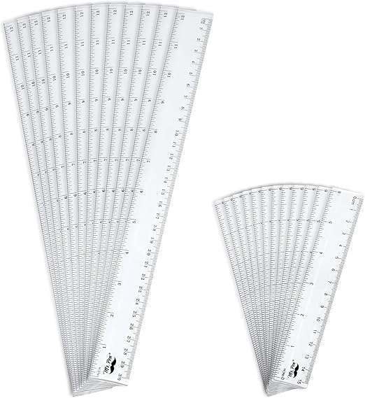 Mr. Pen- Plastic Rulers, 24 Pcs, 6 Inch & 12 Inch, Easy-to-Read Markings, Scratch-Resistant Design with Inches and Centimeters, Durable Transplant Rulers for Crafting Office & School, School Supplies