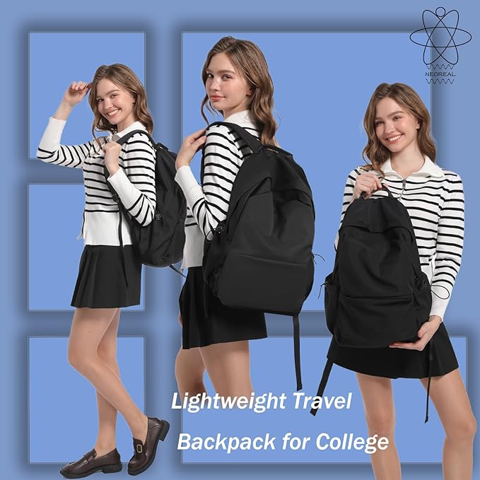 NEOREAL Laptop Backpack for Work, College, Travel, Lightweight Waterproof Daily Backpacks for Men Women, Sport Rucksack Computer Bag Fits 15.6 Inch Notebook