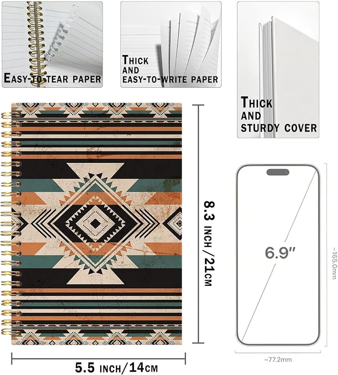 UTELKA Aztec Western Journal Notebook, Western Office Supplies, 5.5x8.3