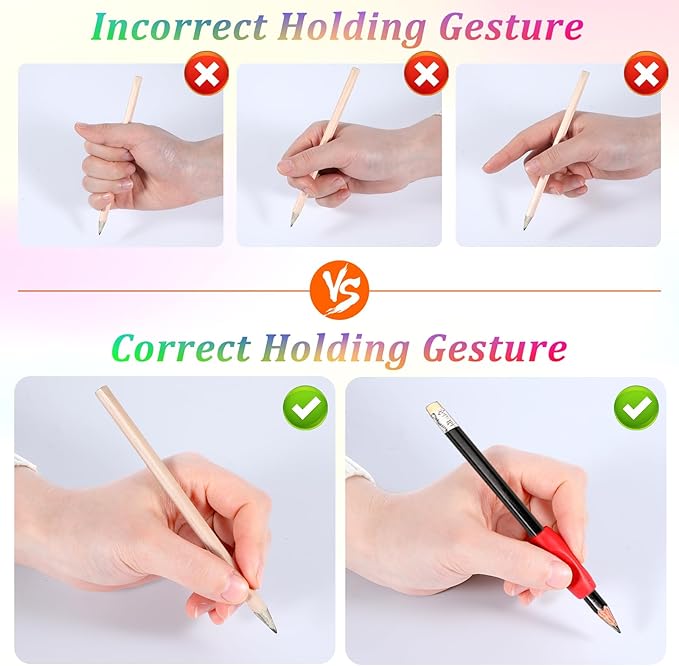 12PCS Silicone Grippers for Pencil with 3 Concaves, Multicolour Comfort Grip for Pencil Pen Ergonomic Writing Aid for Adult Student Writing Drawing Stylus