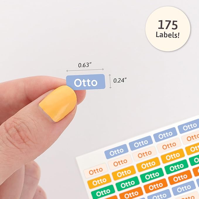 Mini Name Labels (175) - Custom Personalized Name Labels for Labeling Tiny Items, Washer and Dryer-Safe Waterproof Labels for Daycare, Preschool, and School - Stay Cool